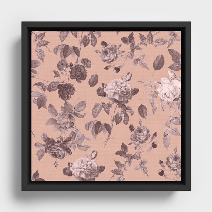 Floral Garden Design Patterns Framed Canvas