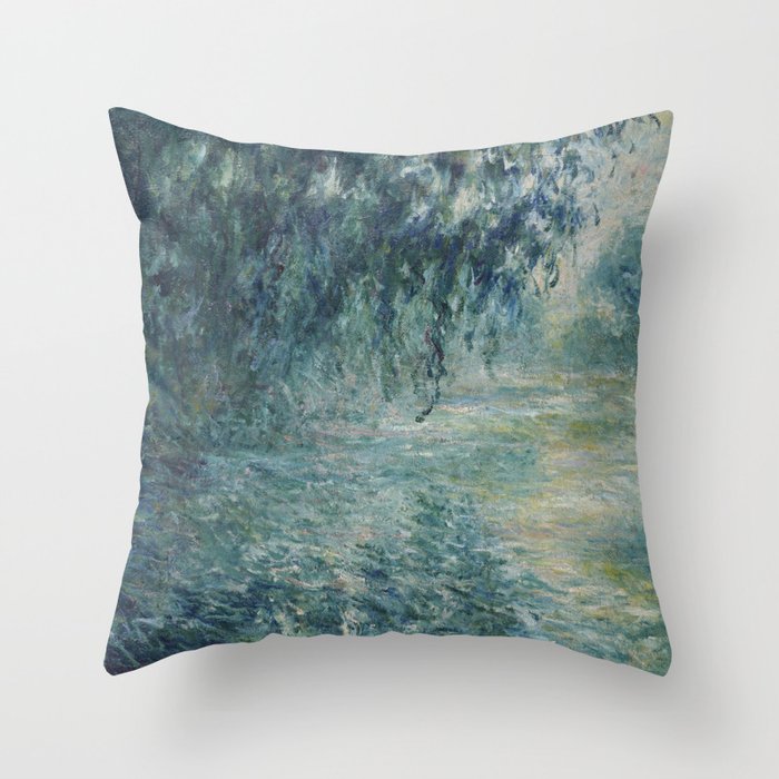 Morning on the Seine, Claude Monet Throw Pillow