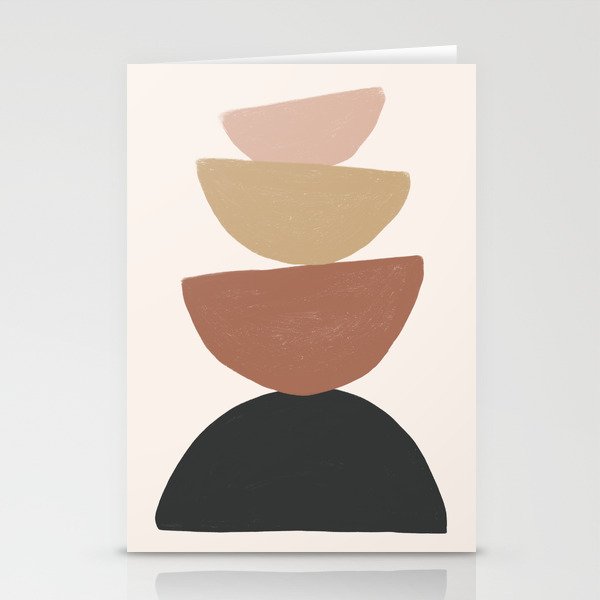Earth Colored Woodblock Mid-Century Modern Stationery Cards