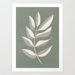 Sage Green Two Tones Leaves Art Print