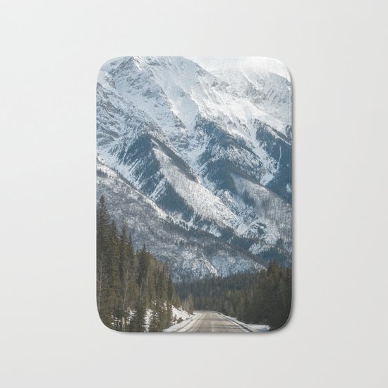 snow capped mountains Bath Mat