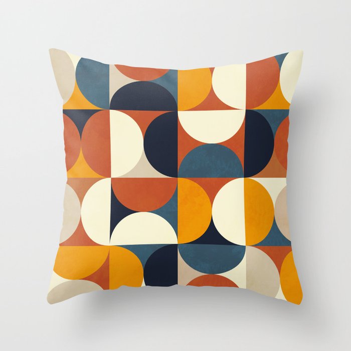 mid century abstract shapes fall winter 3 Throw Pillow