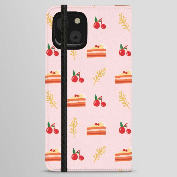 Sweet Christmas Cake Pink Print Dessert Lover Pattern iPhone Wallet Case