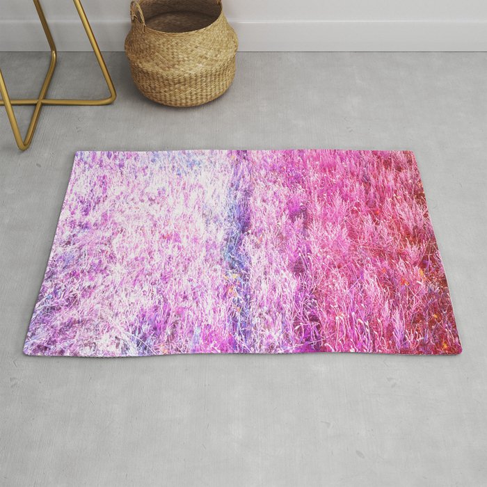 bright purple and pink ombre fluff gradient Rug