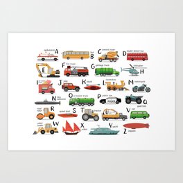 Transportation alphabet Art Print