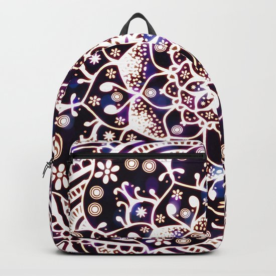 'Glowing Namaste' Blue Purple Pink White Mandala Backpack
