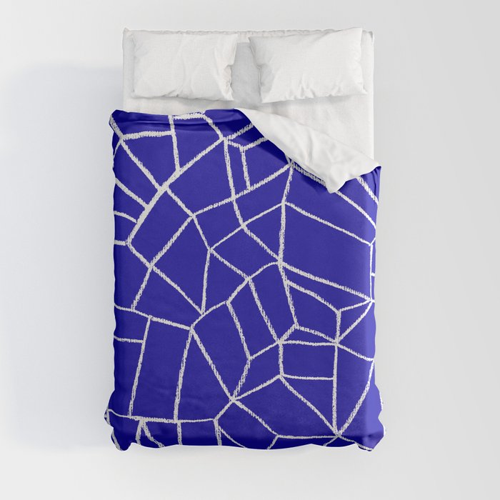 Cubismo in blue and white Duvet Cover