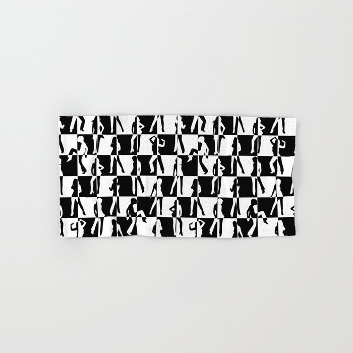 Large Black and White Check Retro 80s Disco Hand & Bath Towel