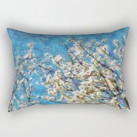 Blossom and Blue Sky In Monet Style Rectangular Pillow
