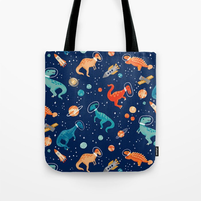 Painted Space Dinosaurs Tote Bag
