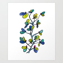 Blue leaves Art Print