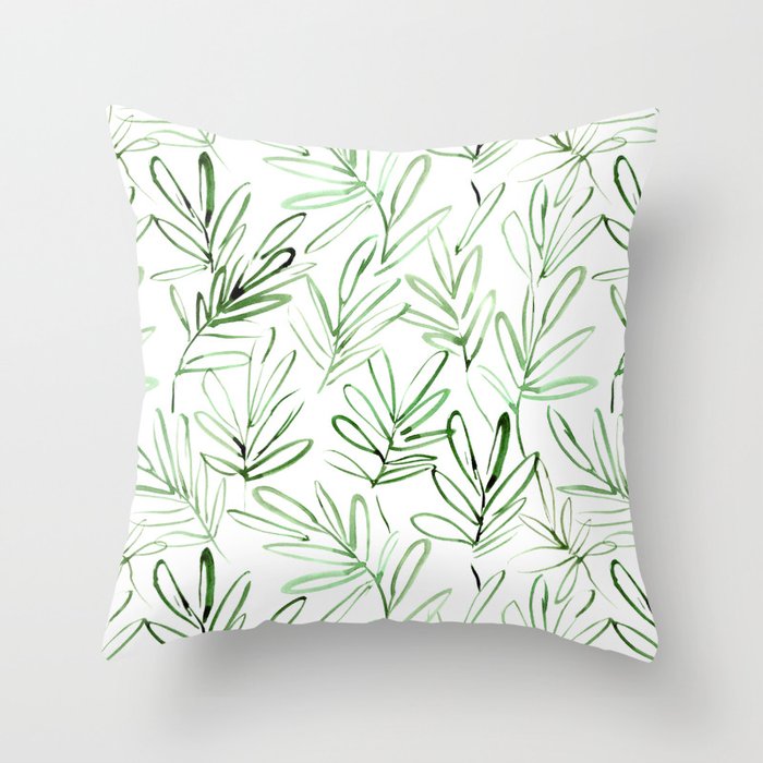 Nature vibes #3 - watercolor leaves Throw Pillow