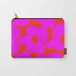 Pink Retro Flowers Orange Red Background #decor #society6 #buyart Carry-All Pouch