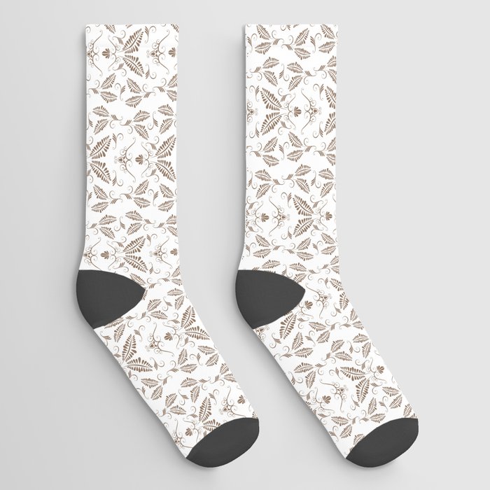 Gold and Black Swirly Floral Pattern Socks