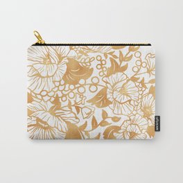 Gold Floral Poppy Circle Carry-All Pouch