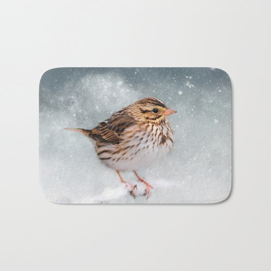 Snow Sparrow Bath Mat