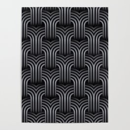 Dark Art Deco wallpaper. Geometric striped ornament. Digital Illustration Background. Poster
