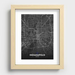 Indianapolis, Indiana, United States - Dark City Map Recessed Framed Print
