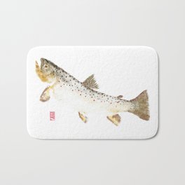 Brown Trout - Gyotaku Bath Mat | Browntrout, Other, Fishprint, Fish, Japaneseart, Ink, Realism, Impresion, Trout, Print 