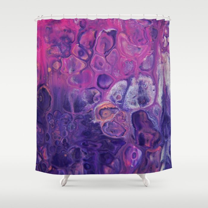 Fluid Nature Dark Flowers Abstract Acrylic Art Shower Curtain