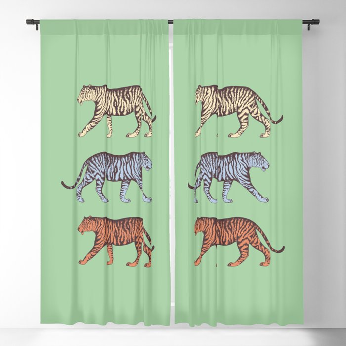 Tigers (Sage Green Palette) Blackout Curtain