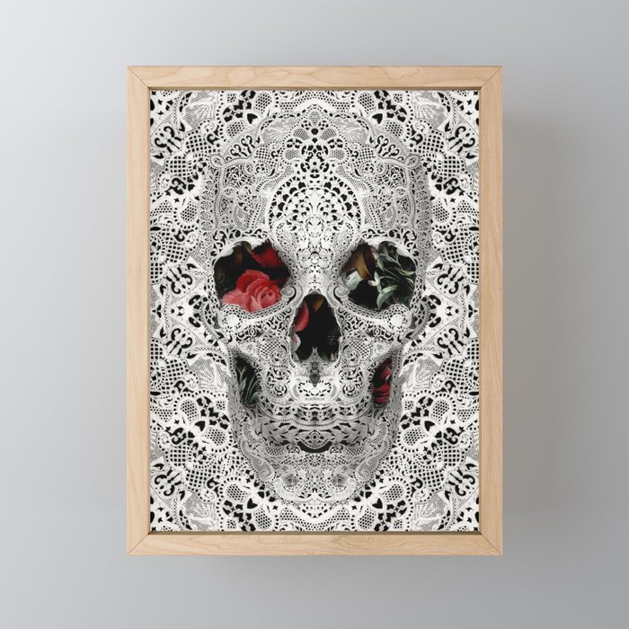 Lace Skull Light Framed Mini Art Print