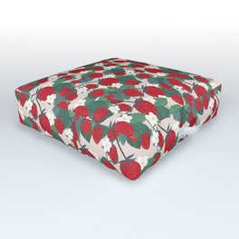 Strawberries and leaves Outdoor Floor Cushion