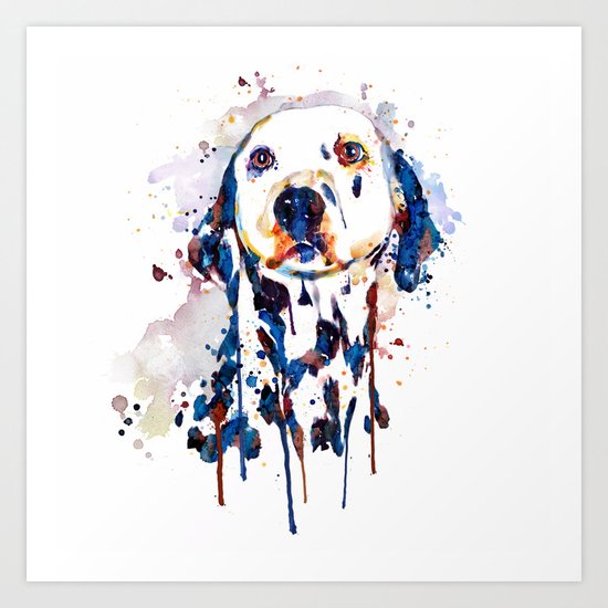 Dalmatian Head Watercolor Portrait Art Print