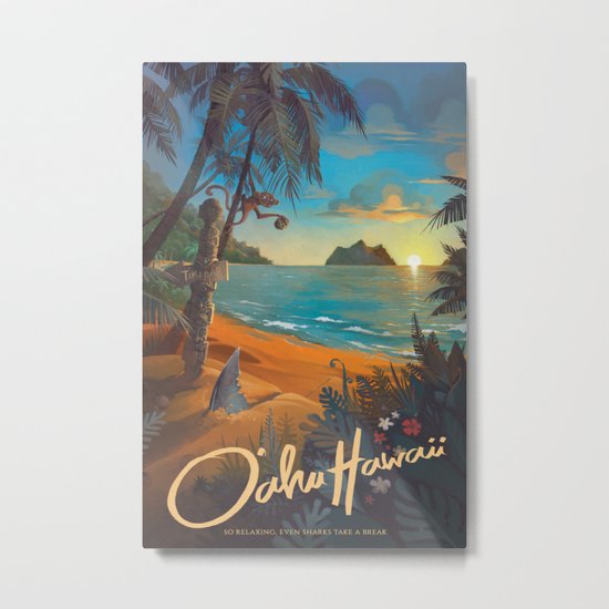 Retro Hawaii North Shore Travel Poster Metal Print