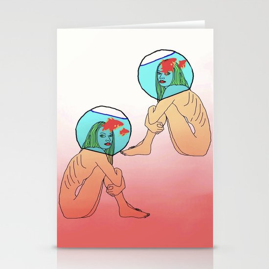 Drowning in a fish bowl Stationery Cards