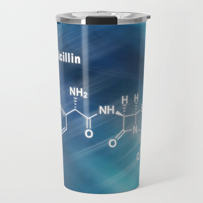 Amoxicillin, antibiotic drug, Structural chemical formula Travel Mug
