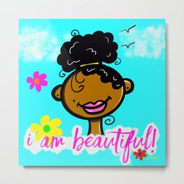 i am beautiful Metal Print | Insprational, Digital, Affirmation, Drawing, Girl, Flowers, Self Esteem, Blackgirlsrock, Africanamerican, Blackart 