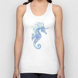 Dreamy Sea horse unicorn watercolor Unisex Tank Top