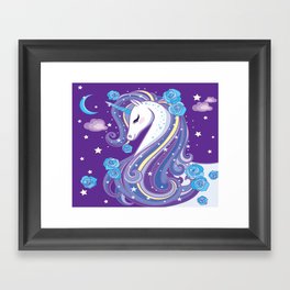Magical Unicorn in Purple Sky Framed Art Print