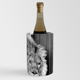 Beware of Dog black and white photograph of attack lion humorous black and white photography Wine Chiller