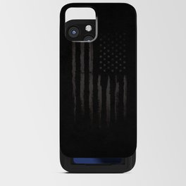 Grey Grunge American flag iPhone Card Case