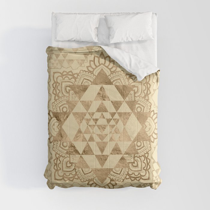 Sri Yantra  / Sri Chakra Pastel Gold Comforter