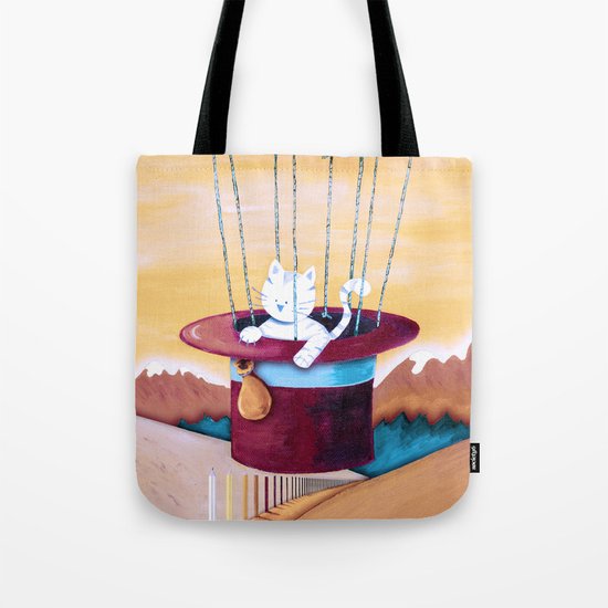 The cat traveling in dreams Tote Bag