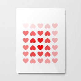 Shades of Red Hearts Metal Print