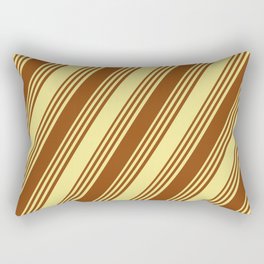 [ Thumbnail: Brown and Tan Colored Striped/Lined Pattern Rectangular Pillow ]