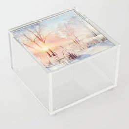 Ethereal Snowy Christmas Morning Sunrise  Acrylic Box