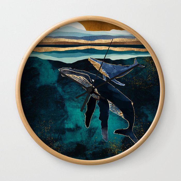 Moonlit Whales Wall Clock