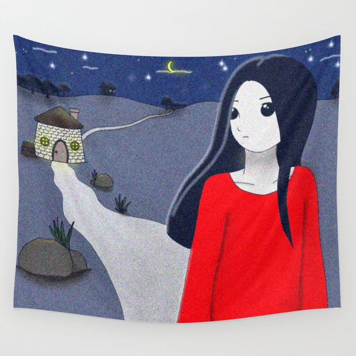 Girl in the Red Dress Wall Tapestry