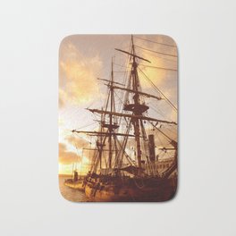 PIRATE SHIP :) Bath Mat | Pirateship, Vessel, Vintageship, Sailship, Historical, Seascape, Landscape, Children, Tallship, Teresachipperfield 