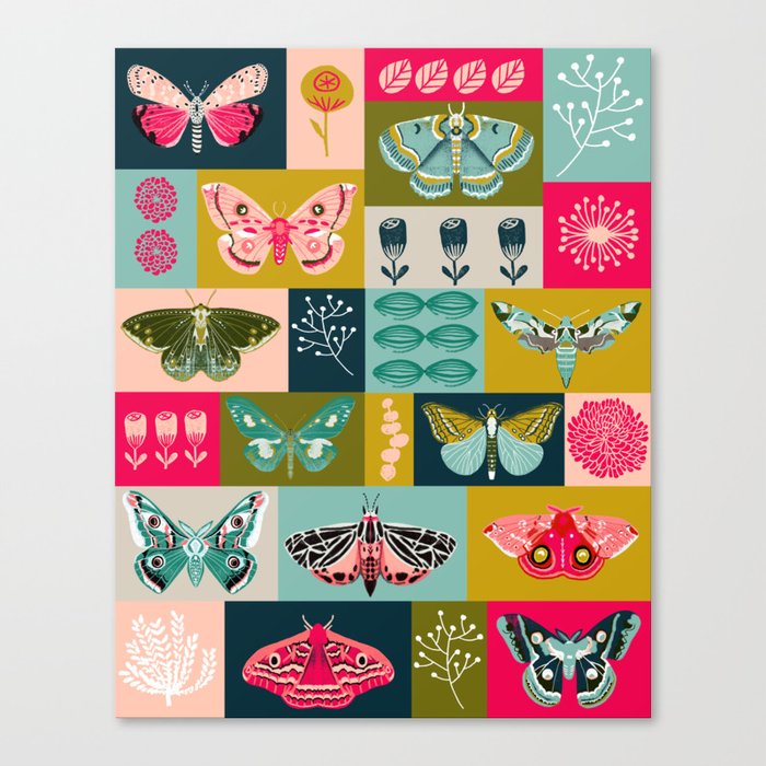Lepidoptery tiles by Andrea Lauren  Canvas Print