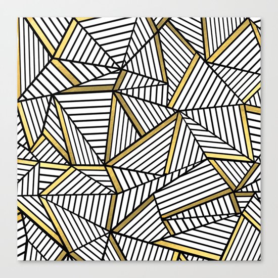 Ab Lines 2 White Gold Canvas Print