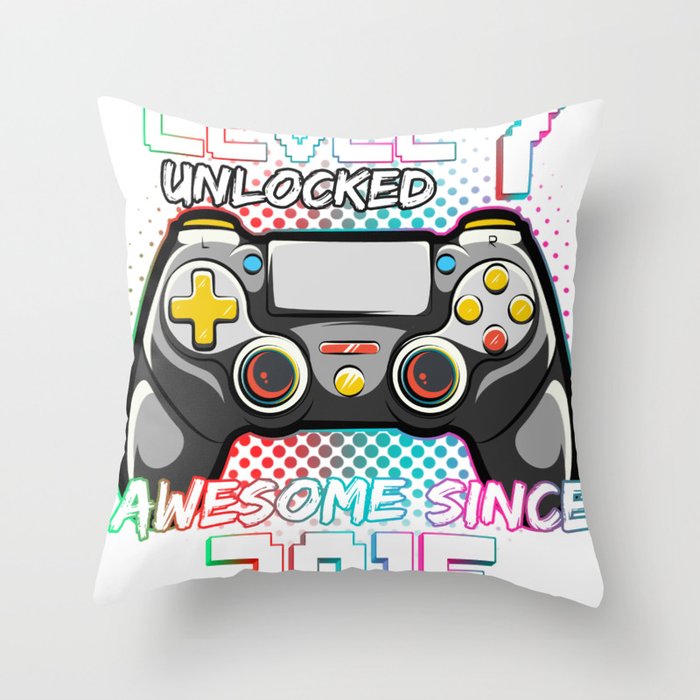 LEVEL 7 UNLOCKED AWESOME SINCE 2015 HAPPY BIRTHDAY FOR MEN, BOYs, SON, KIDs Throw Pillow