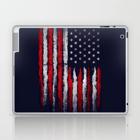 Red & white American flag on Navy ink Laptop & iPad Skin