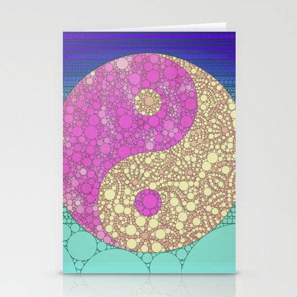 Fancy Dot Ying And Yang Spiritual Design Stationery Cards