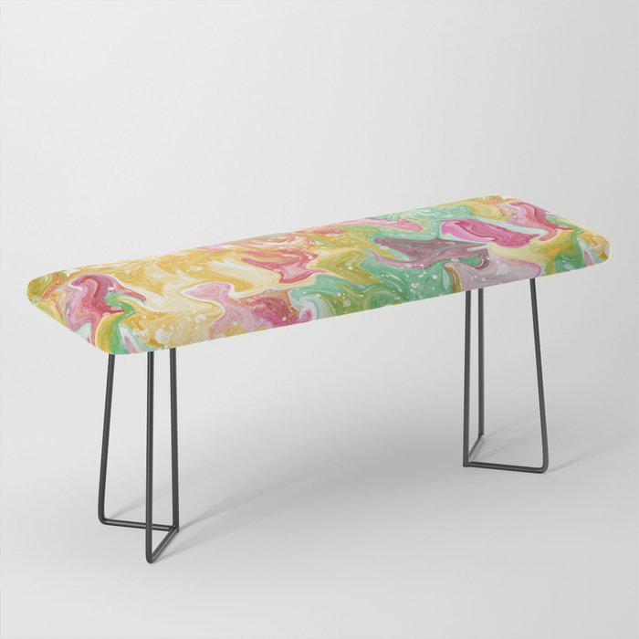 Bright pastel abstract art, sunny watercolor bloom Bench